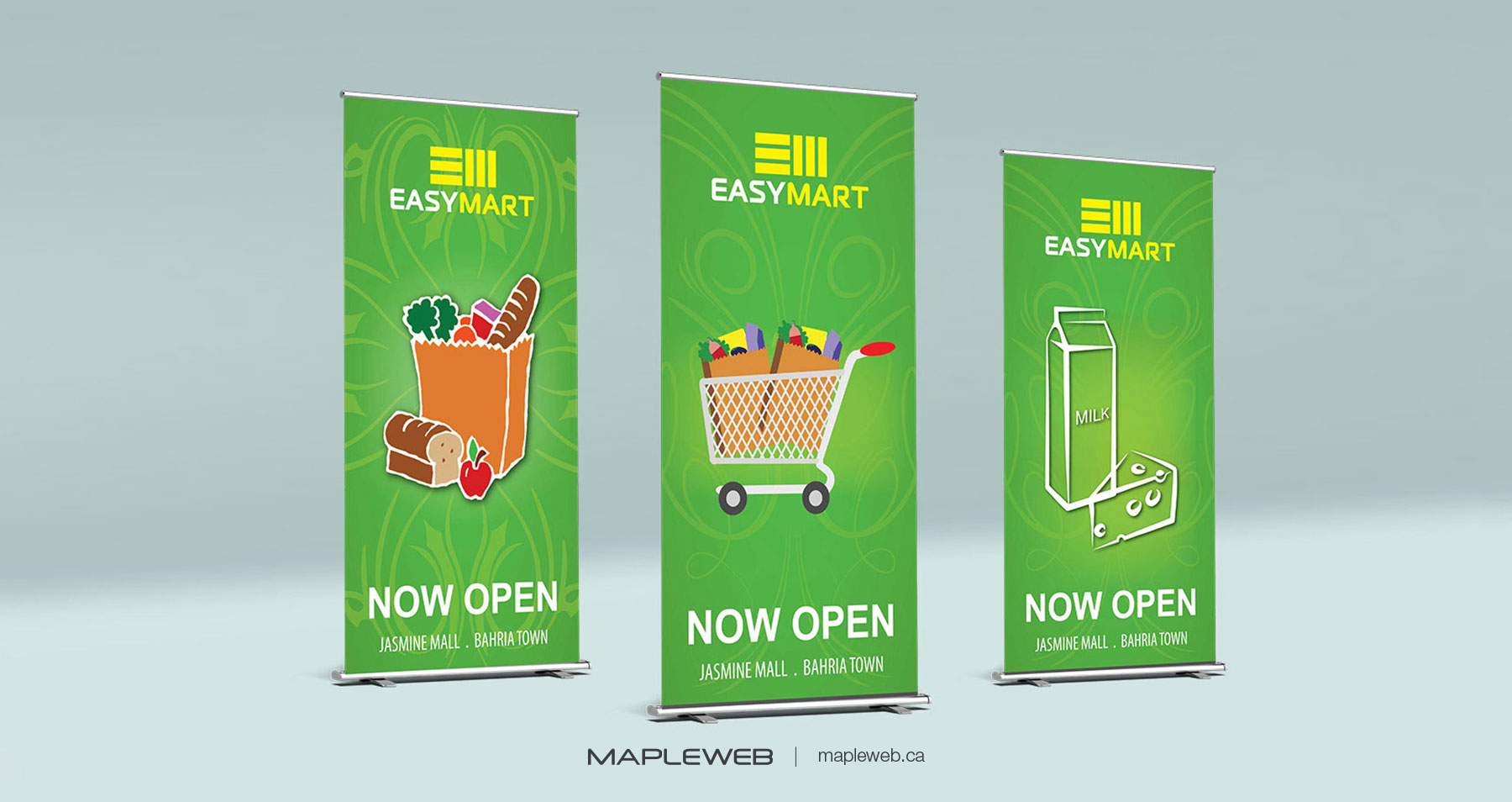 Easy Mart Brand design by Mapleweb Shopping Bags of Different Colours Displaying Logo